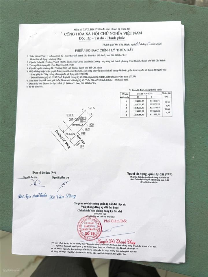 Bán đất mới tách, p. thạnh phước, tp. tân uyên cũ, giờ là p. tân khánh, tp. hồ chí minh