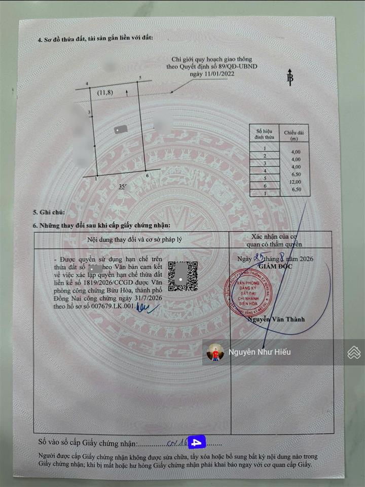 Bán đất mới tách thửa, gần vòng xoay cầu hang 500m, p. bửu hòa, tp. biên hòa cũ