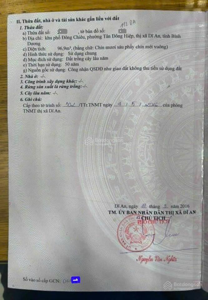 Bán đất mt đường lê hồng phong kinh doanh sầm uất, ngã ba cây điệp dĩ an, p.tân đông hiệp, tp.dĩ an