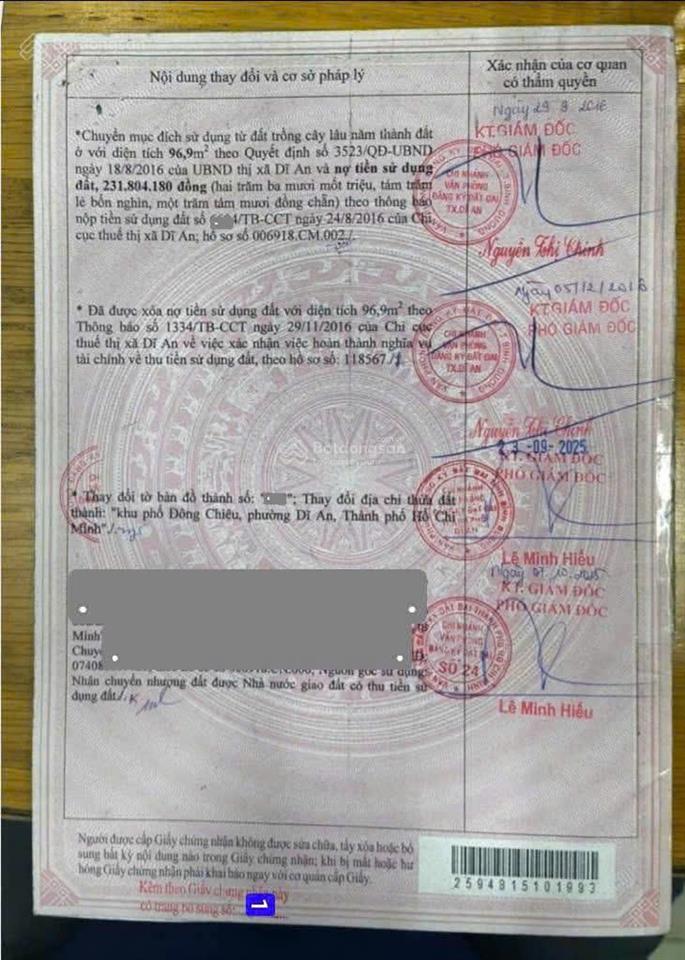 Bán đất mt đường lê hồng phong kinh doanh sầm uất, ngã ba cây điệp dĩ an, p.tân đông hiệp, tp.dĩ an