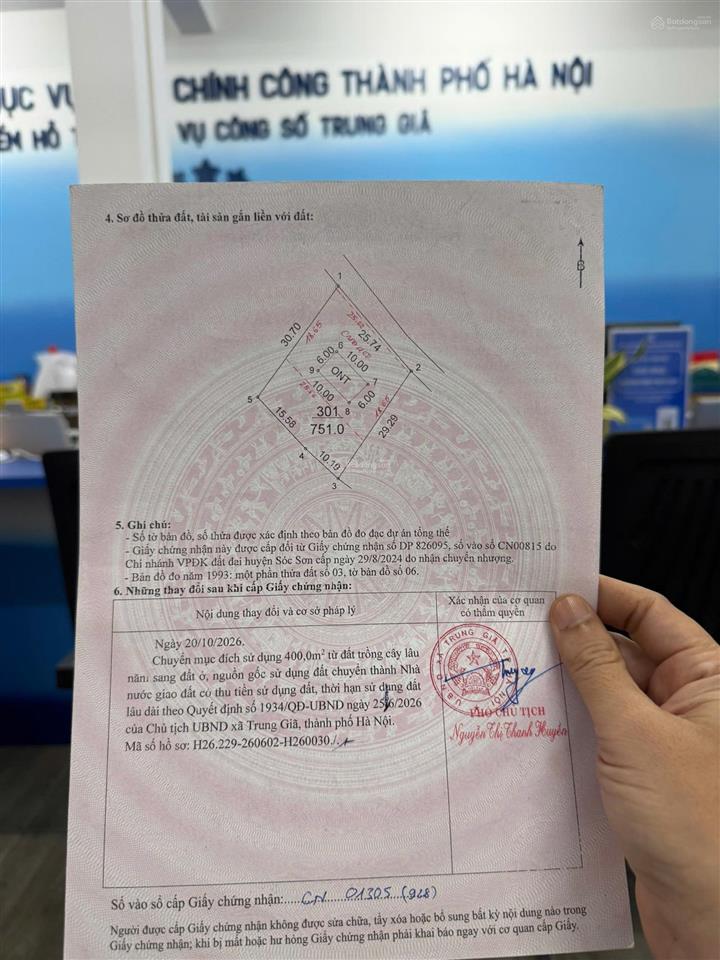 Bán đất tại thôn đô lương, xã bắc sơn, huyện sóc sơn, 751m2.