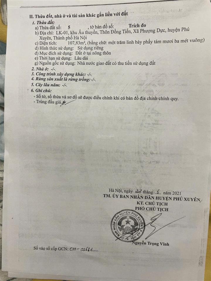Bán đấu giá âu thuyền  phú xuyên (cạnh khu vực sân olympic)