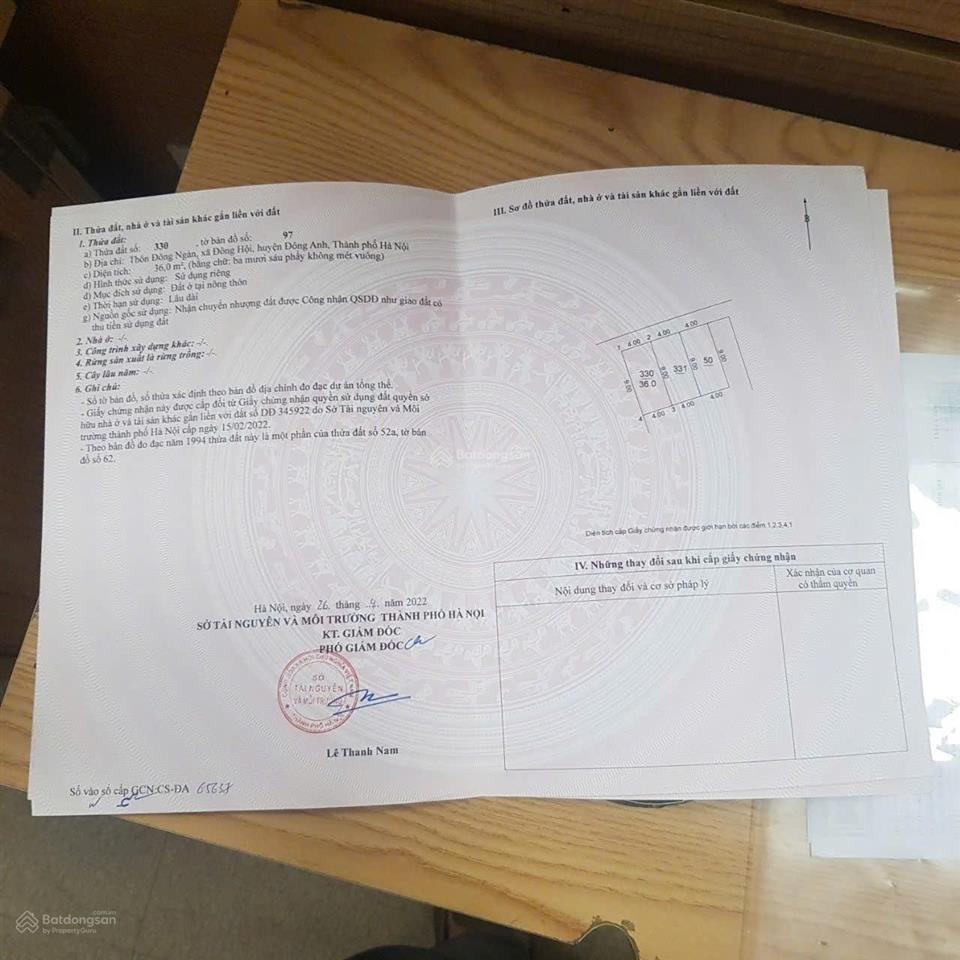 Bán nhanh lô đất đẹp vuông vắn, gần vin ,cầu tứ liên 36m thôn đông ngàn, xã đông hội, đông anh, hn