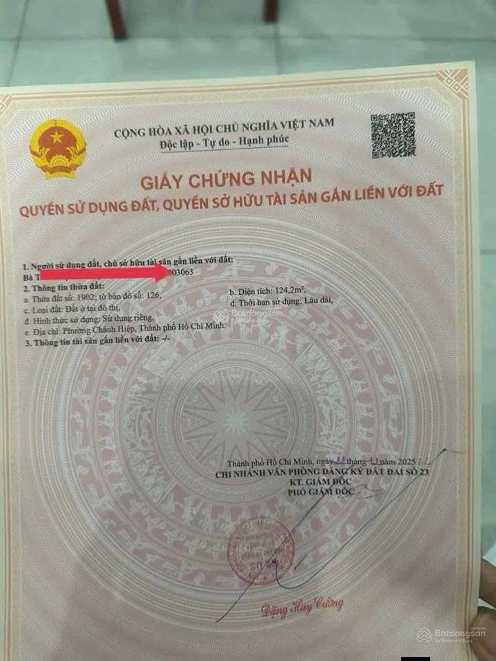 Bán đất 100% thổ cư. mặt tiền đường nhựa thông. gần chợ tương bình hiệp. chánh hiệp, tp hồ chí minh