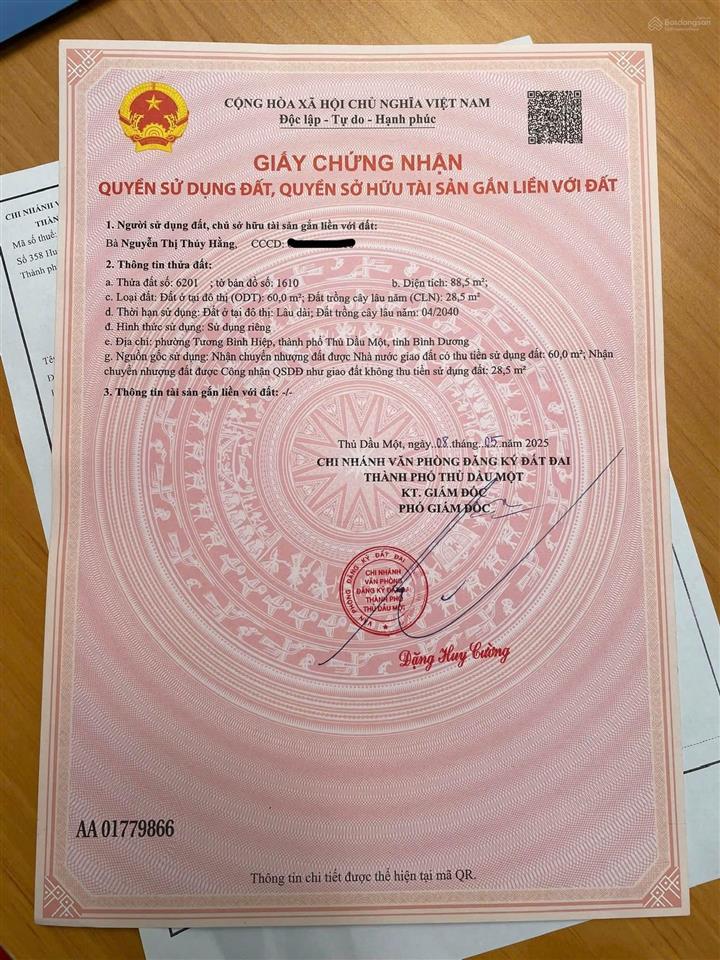 Đất giá rẻ, tương bình hiệp, tp thủ dầu một cũ. 4,1x22m, thổ cư 60m2