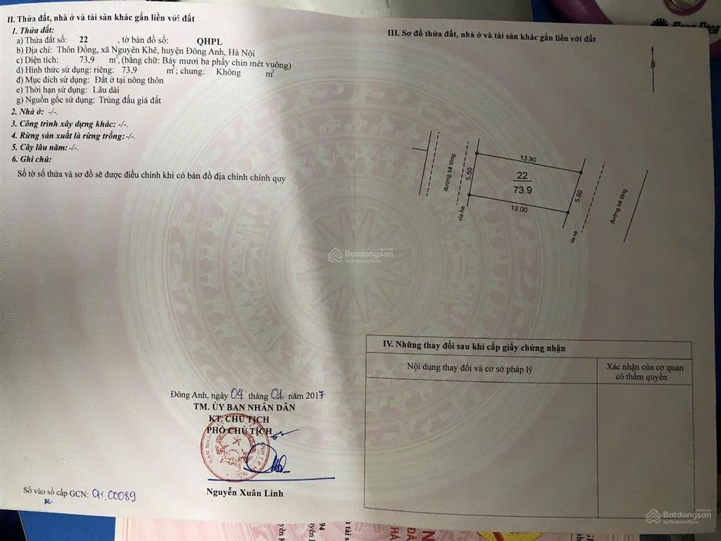 Bán nhanh 74m đất đấu giá x4 thôn đồng, phúc thịnh nhỉnh 7 tỷ