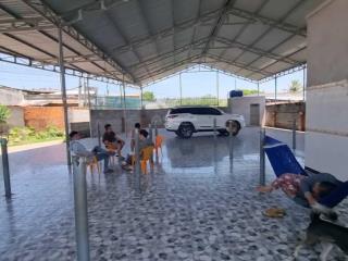 Góc 2mt hơn 400m2 thổ cư đường oto thị trấn ma lâm, bán đất tặng khung xưởng kiên cố