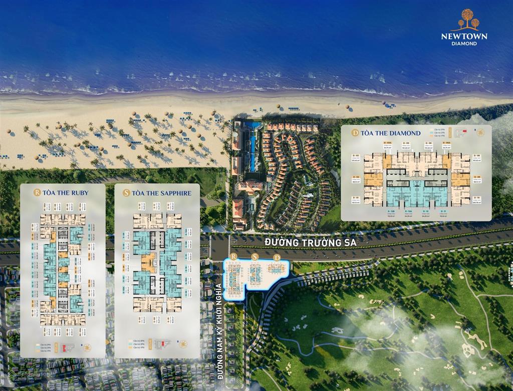 Duy nhất căn 2 pn dự án newtown diamond chỉ 4.8 tỷ view sân golf bàn giao full nội thấtht vay 70%