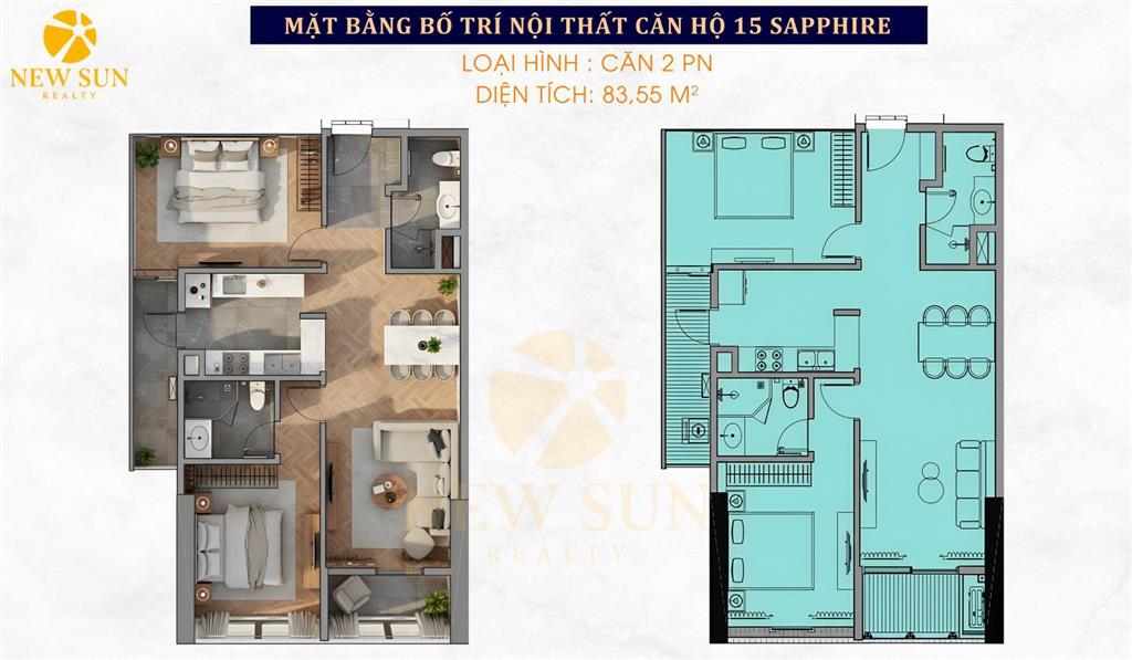 Căn 2 pn tầng cao diện tích 79,1 m2  view biển giá chỉ 5,4 tỷ bàn giao nội thất cao cấp