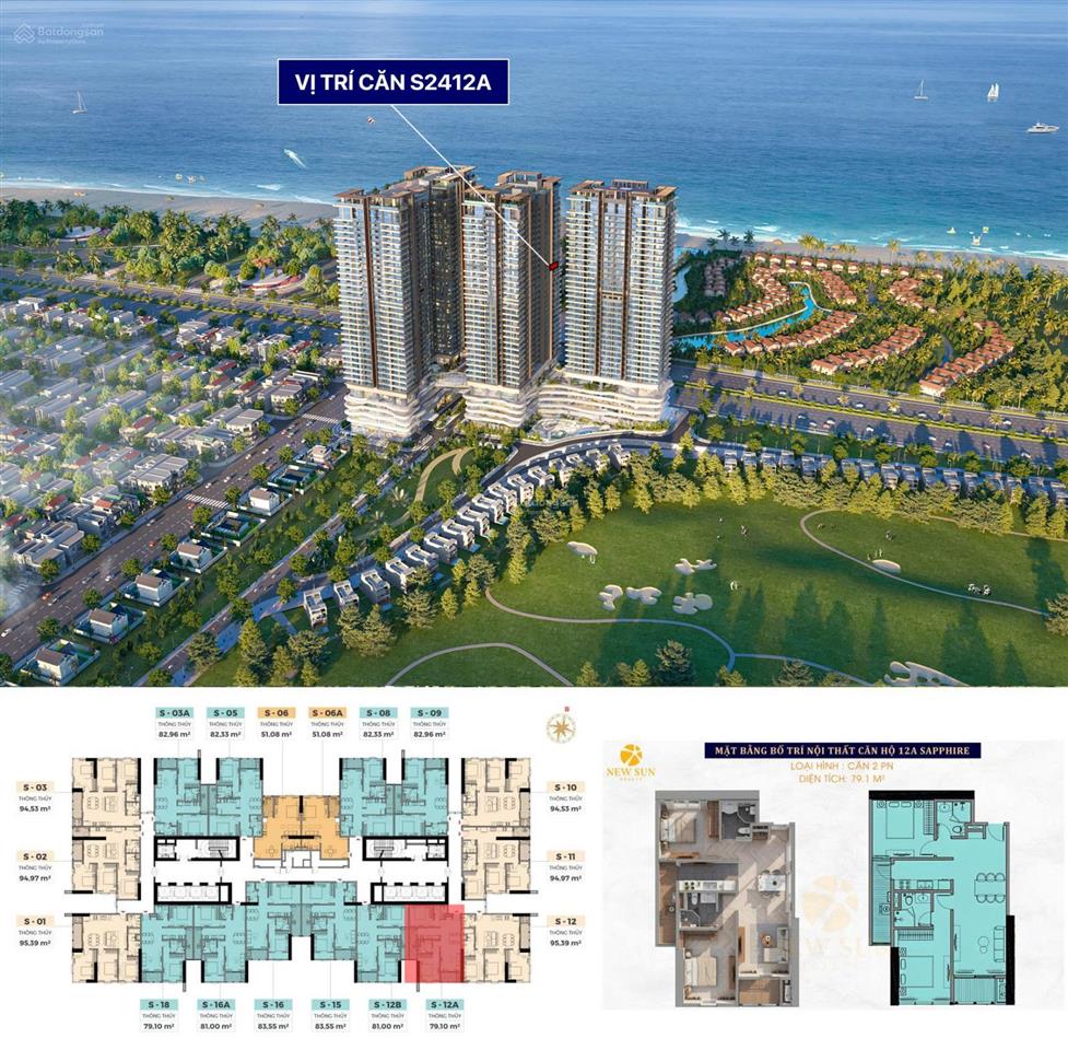 Căn 2 pn tầng cao diện tích 79,1 m2  view biển giá chỉ 5,4 tỷ bàn giao nội thất cao cấp