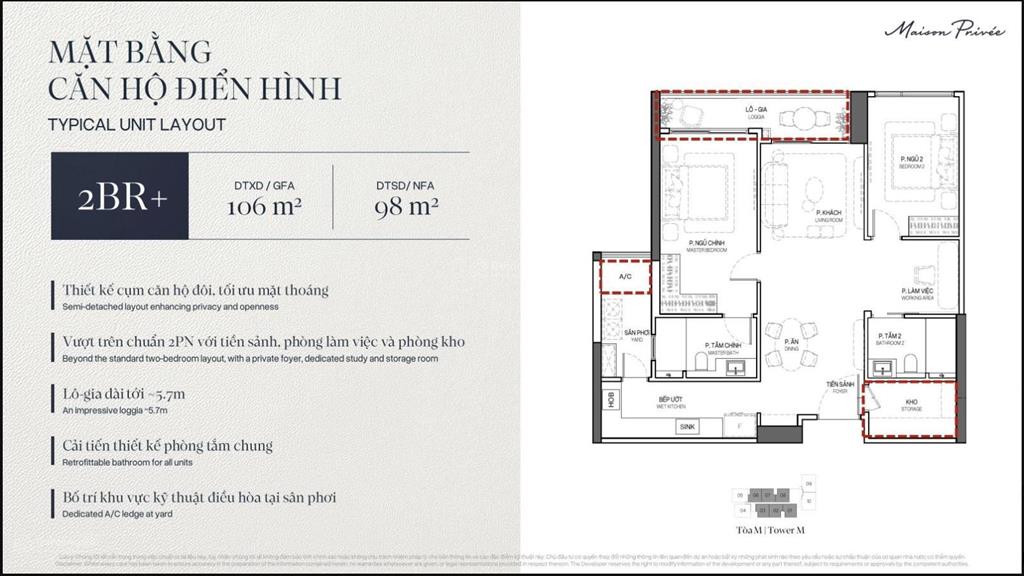 Căn hộ 2pn 98m maison privée tại tòa m chung cư hạng a tại hà nội đóng tiến độ trong vòng 3 năm