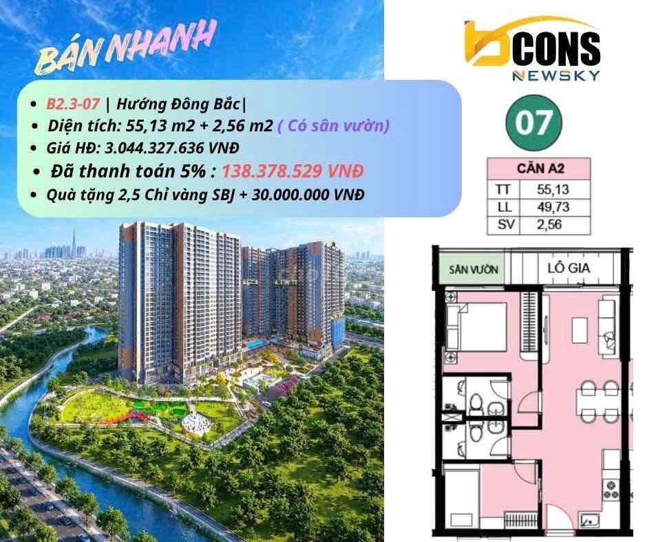CẮT LỖ!!! Căn hộ Sân Vườn tặng 2.5 chỉ vàng + 30tr
