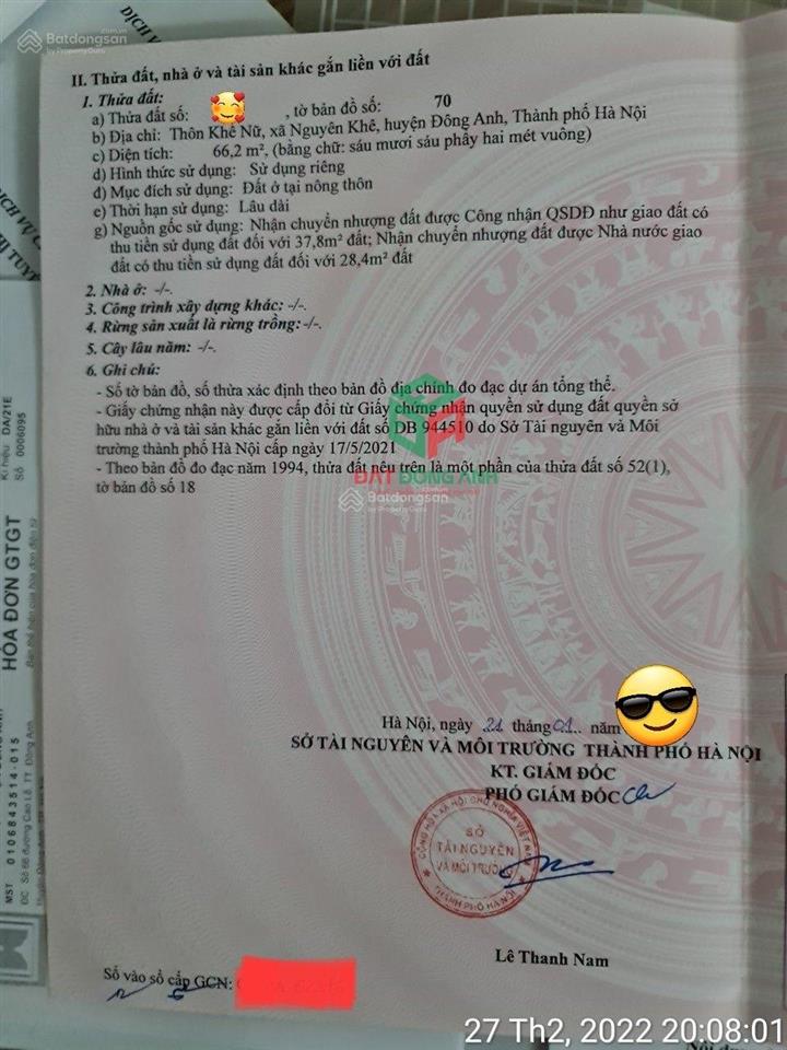 Hàng hiếm đông anh  bán gấp 66m² khê nữ, nguyên khê  đường thông ô tô