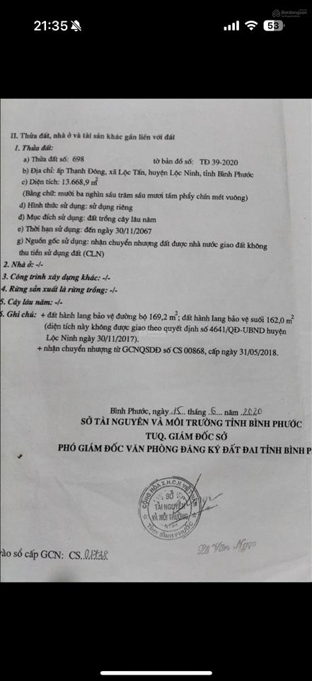 Bán đất siêu hot tại xã lộc tấn, lộc ninh, bình phước, 11,5 tỷ, 13600 m2