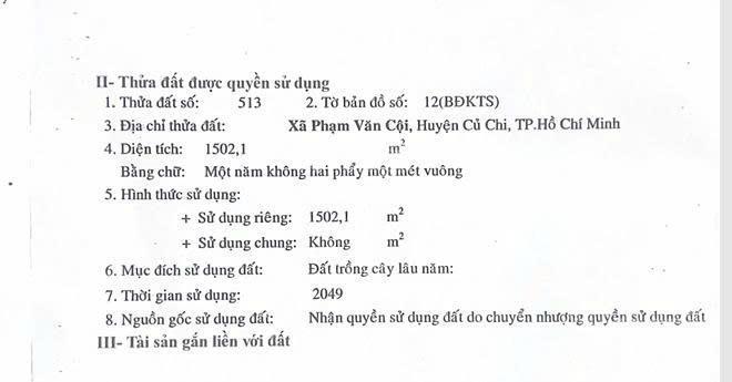 Cần bán đất 2 mặt tiền gần 700m² đất thổ cư phạm văn cội, củ chi
