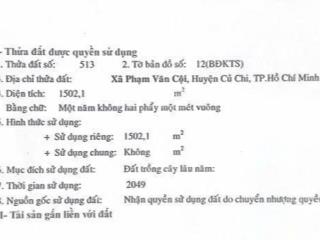 Cần bán đất 2 mặt tiền gần 700m² đất thổ cư phạm văn cội, củ chi