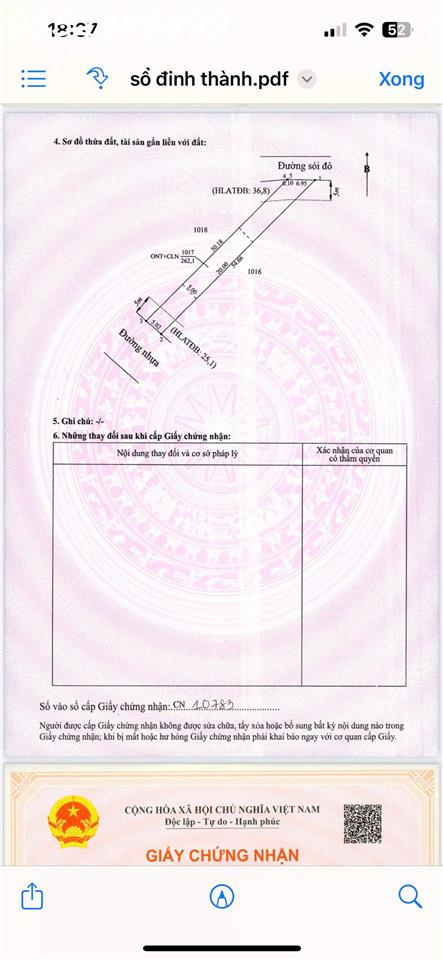 Hàng hiếm tại Ấp Núi Cậu, ĐT 744, Dầu Tiếng, DT 262 m2, giá 2,7 tỷ