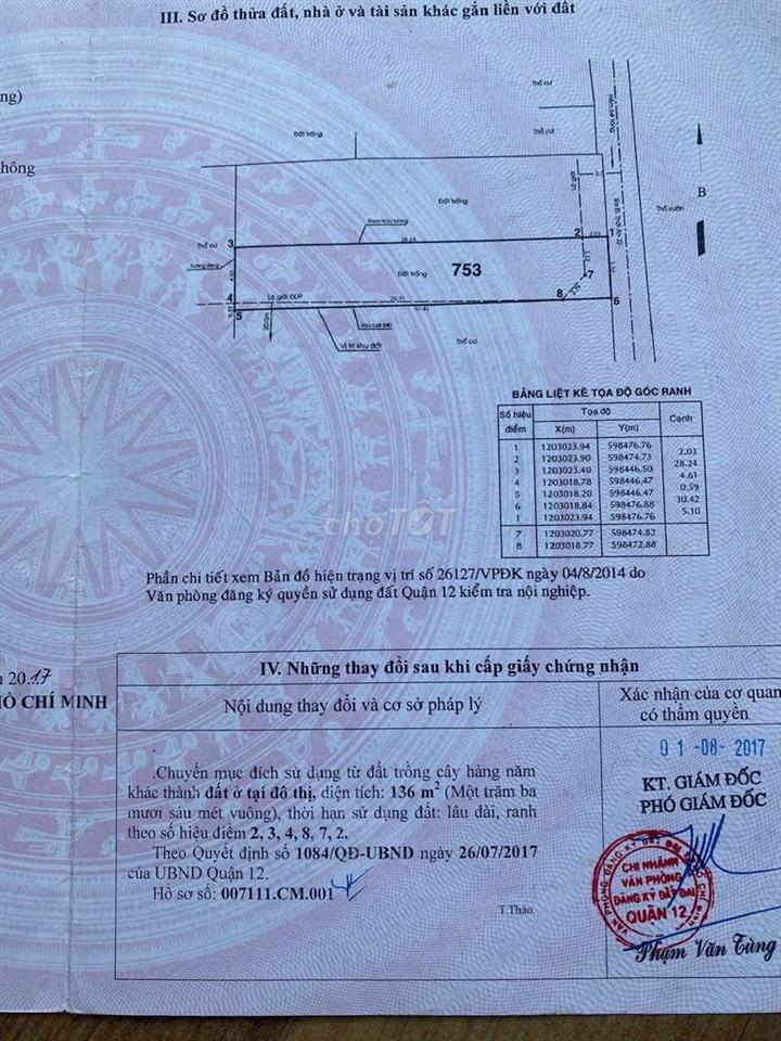 ĐẤT 370M² – NGANG 12M GIÁ 24.9 TỶ MT NHÁNH LÊ QUANG HÒA, THỚI AN, Q.12
