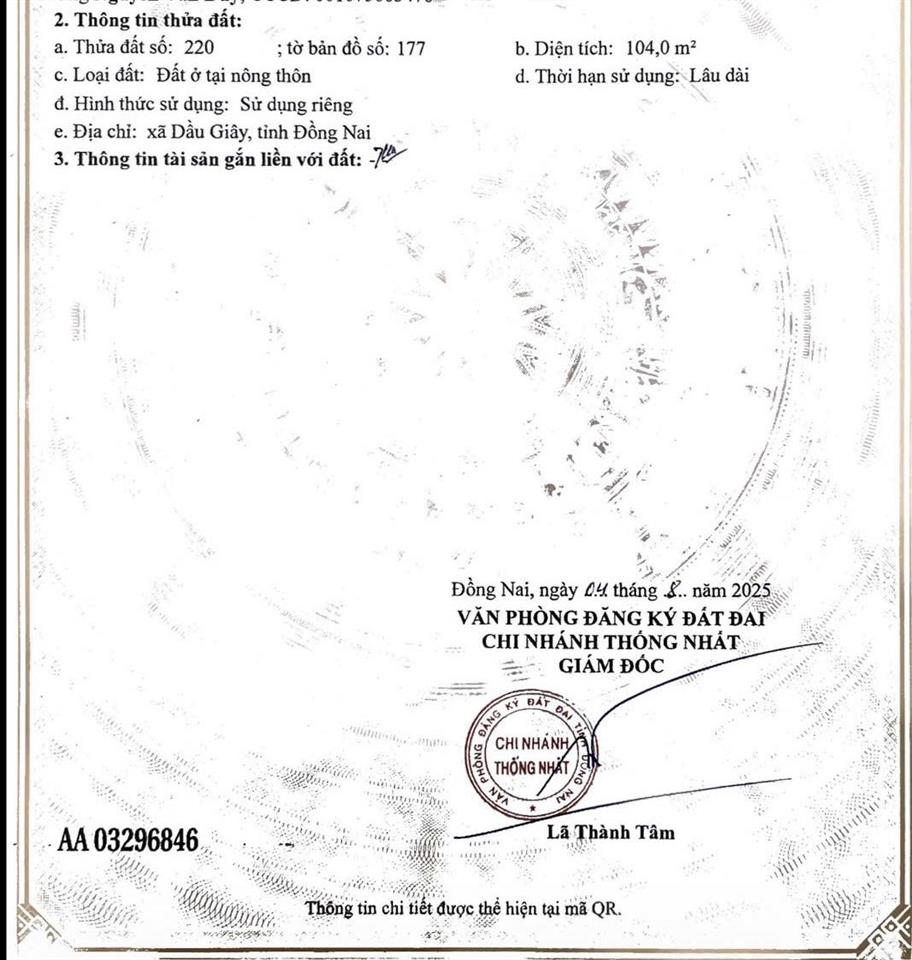 Chính chủ cần bán gấp lô đất xã dầu dây đồng nai 5 x20 full thổ cư  870 triệu