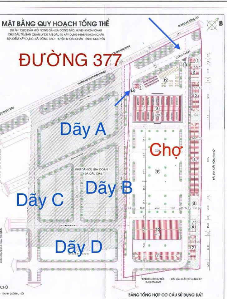 Bán gấp 100m2 dãy b mặt chợ mới đông tảo, khoái châu, thương lượng sâu
