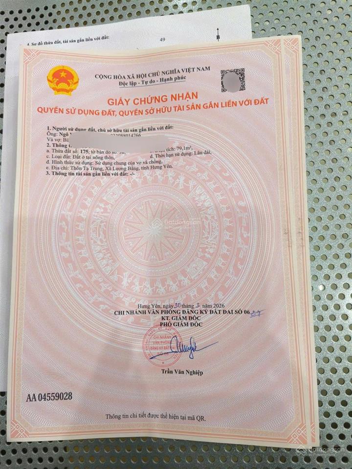 Hiếm! đất lương bằng 79m²  vuông vắn  sổ đỏ sẵn  mua ngay