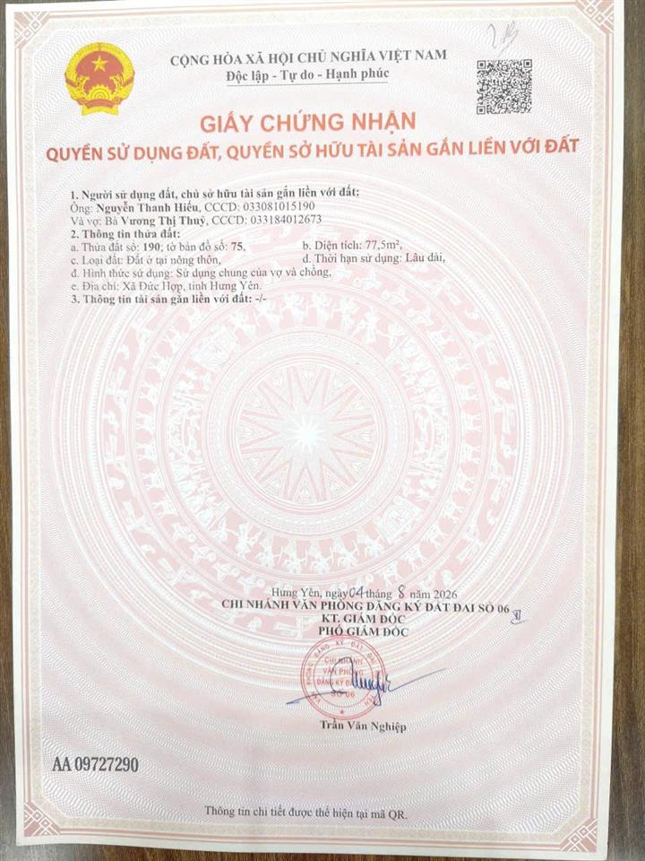 Chính chủ bán đất đức hợp, giá chỉ 22 triệu/m2