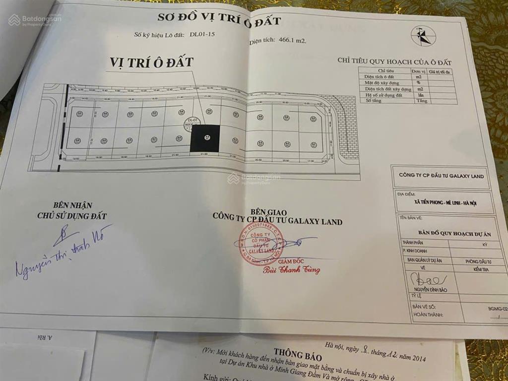 Chính chủ cần chuyển nhượng lô đất biệt thự kđt minh giang đầm và view vườn hoa, gần cầu thăng long