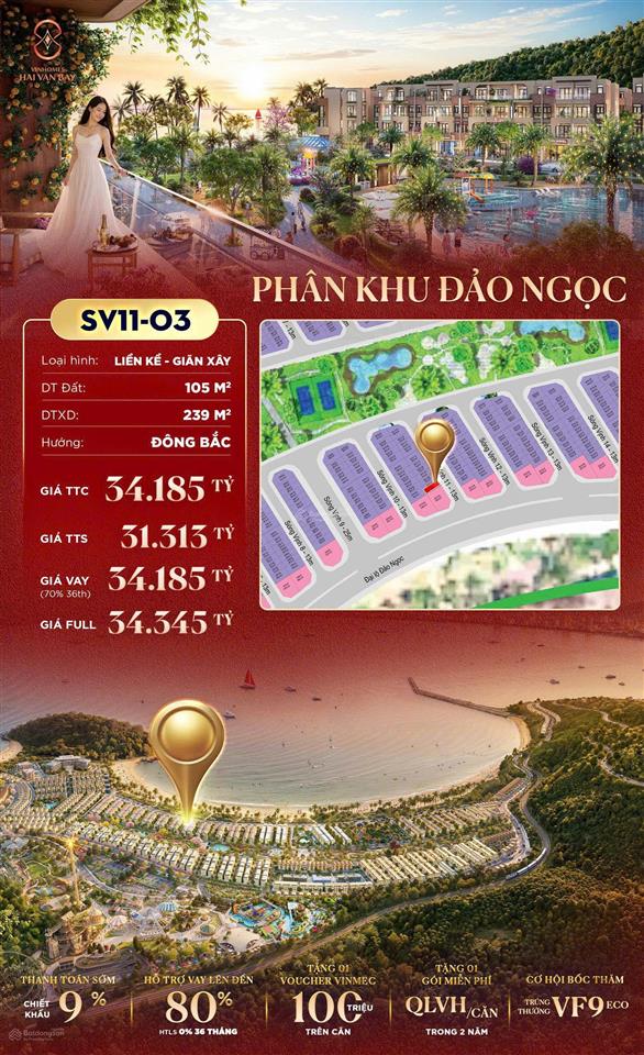 Bán bt vinhomes hải vân bay, 9,9 tỷ, 105m2, 4pn, 4wc, pháp lý đầy đủ
