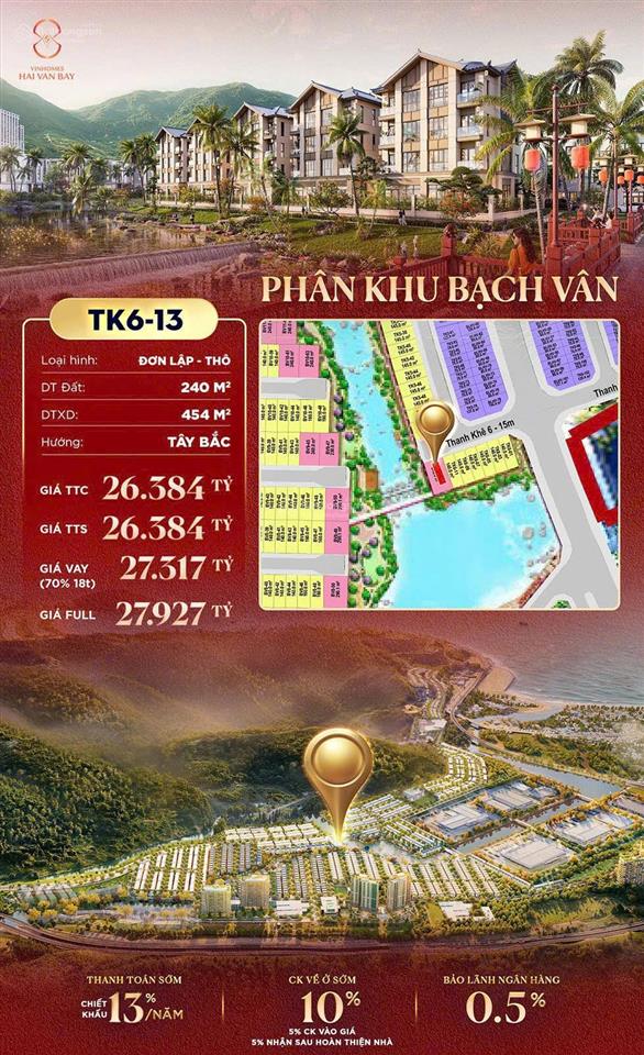 Căn nhà biệt thự 4 tầng góc khu bạch vân vinhomes hải vân bay đà nẵng ngay hồ ánh sao dt 240m2