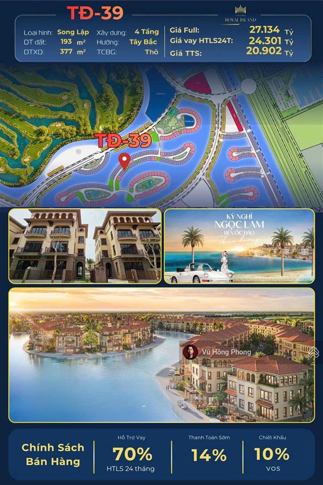 Biệt thự song lập đảo thiên đường isla bella chỉ hơn 20 tỷ. vị trí tuyệt đẹp tại đảo vũ yên
