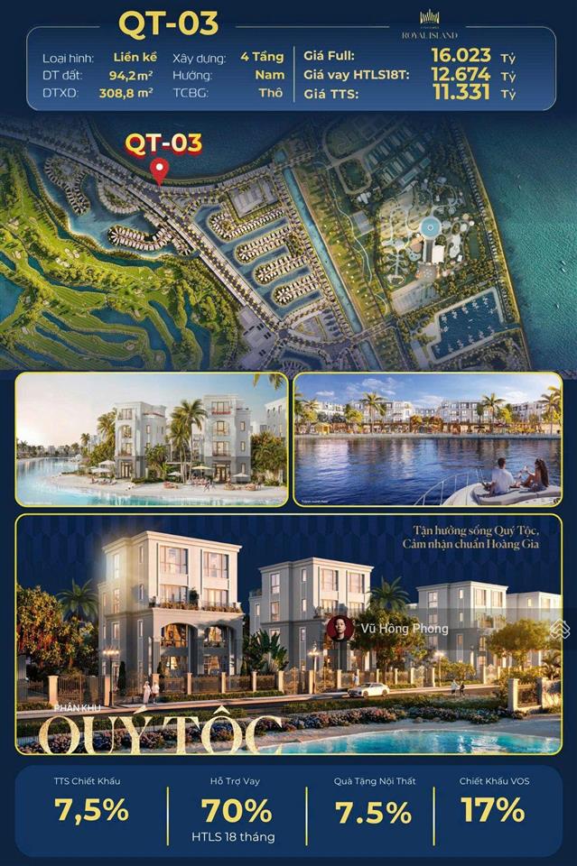 Vinhomes royal island. chào bán căn qt  03 shop house liền kề phân khu quý tộc. mặt đường hơn 50m