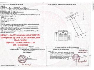 ĐẤT ĐẸP – GIÁ TỐT- CẦN BÁN LÔ ĐẤT MẶT TIỀN  Đường Nhựa Tập Đoàn 16 , xã Đa Phước, Bình