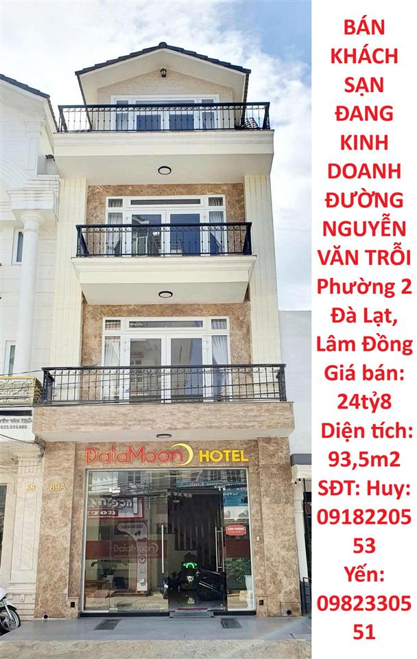 CẦN BÁN KHÁCH SẠN ĐANG KINH DOANH TẠI ĐƯỜNG NGUYỄN VĂN TRỖI Phường 2 Đà Lạt, Lâm Đồng