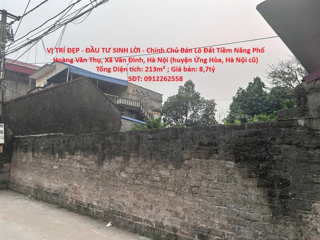 VỊ TRÍ ĐẸP - ĐẦU TƯ SINH LỜI - Chính Chủ Bán Lô Đất Tiềm Năng Phố Hoàng Văn Thụ, Xã Vân