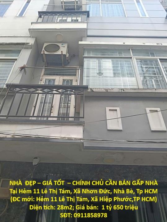 NHÀ  ĐẸP – GIÁ TỐT  – CHÍNH CHỦ CẦN BÁN GẤP NHÀ Tại Xã Nhơn Đức, Nhà Bè, TP Hồ Chí Minh