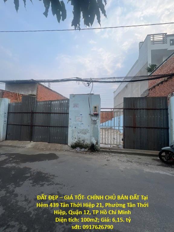 ĐẤT ĐẸP – GIÁ TỐT- CHÍNH CHỦ BÁN ĐẤT Tại Phường Tân Thới Hiệp, Quận 12, TP Hồ Chí Minh