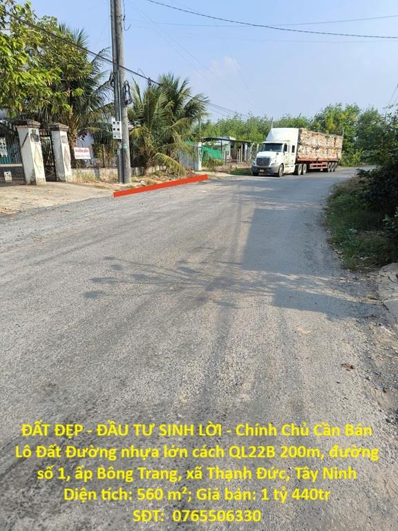 ĐẤT ĐẸP - ĐẦU TƯ SINH LỜI - Chính Chủ Cần Bán Lô Đất  xã Thạnh Đức, Tây Ninh