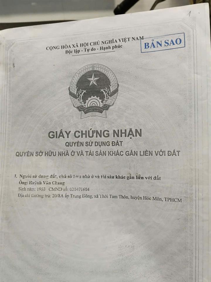 HOT HOT – CHÍNH CHỦ CẦN BÁN NHANH NHÀ TẠI  Xã Đông THạnh, Hóc Môn, Hồ Chí Minh