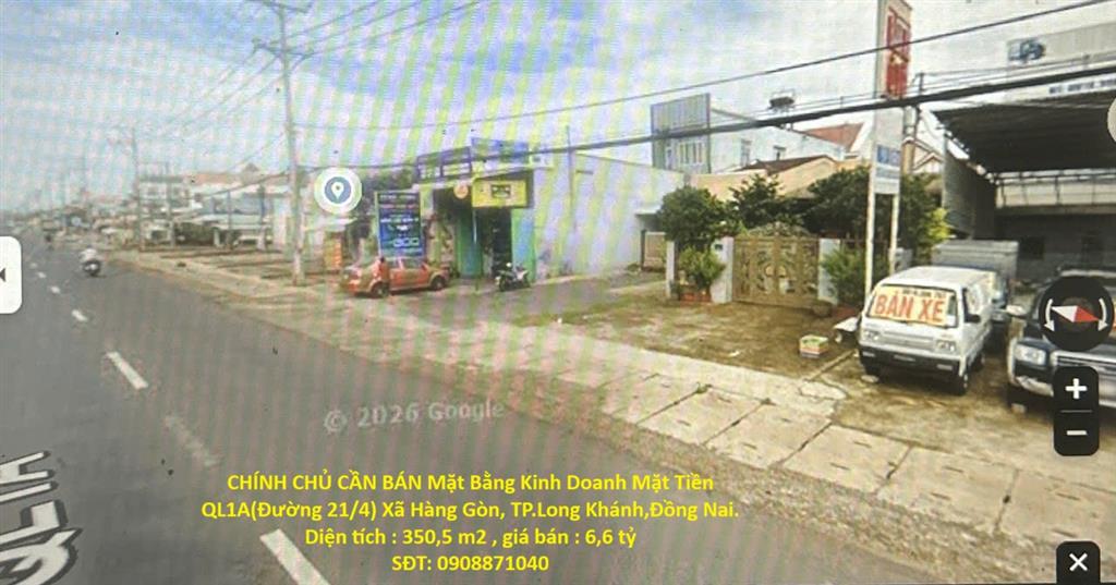 CHÍNH CHỦ CẦN BÁN Mặt Bằng Kinh Doanh Mặt Tiền QL1A(Đường 21/4) Xã Hàng Gòn, TP.Long