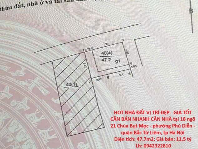 HOT NHÀ ĐẤT VỊ TRÍ ĐẸP-  GIÁ TỐT CẦN BÁN NHANH CĂN NHÀ tại quận Bắc Từ Liêm, tp Hà Nội
