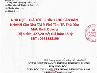 NHÀ ĐẸP – GIÁ TỐT - CHÍNH CHỦ CẦN BÁN NHANH Căn Nhà TẠI P. Phú Tân, TP. Thủ Dầu Một, Bình