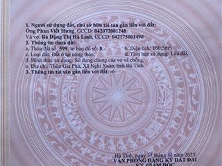 CHÍNH CHỦ CẦN BÁN GẤP LÔ ĐẤT ĐẸP GIÁ TỐT – X. Xuân Viên, H. Nghi Xuân, T. Hà Tĩnh