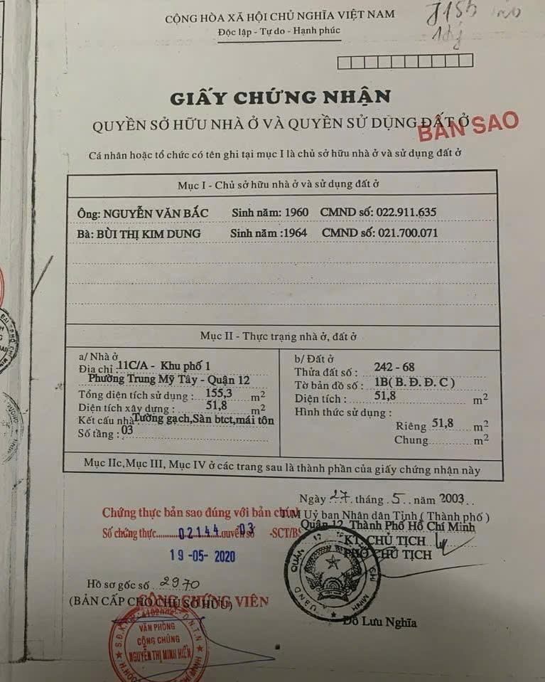 BÁN QUỸ ĐẤT HIẾM – 488M² Thổ Cư – MẶT TIỀN KÉP NGUYỄN ẢNH THỦ - P. TRUNG MỸ TÂY, Q.12,