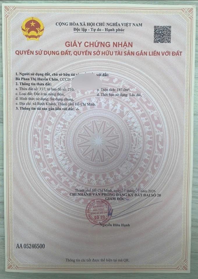 Bán 223 m2 đất ở Tại Cần Giờ, TPHCM Mặt tiền  khu dân cư Tam Thôn Hiệp - Cần Giờ, TPHCM,