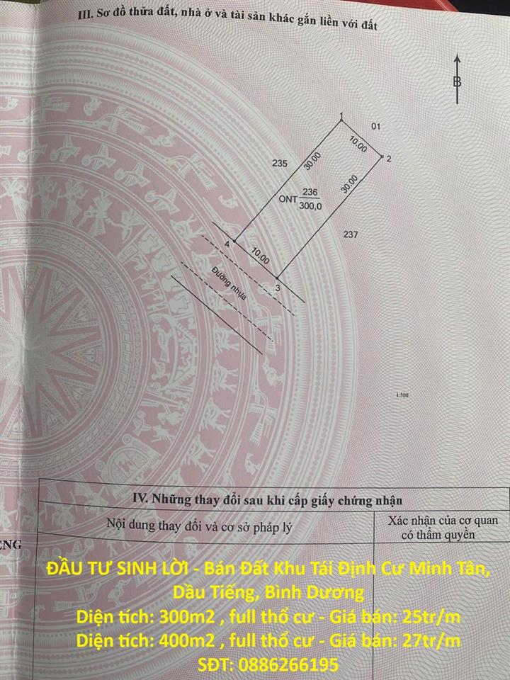 ĐẦU TƯ SINH LỜI - Bán Đất Khu Tái Định Cư Minh Tân, Dầu Tiếng, Bình Dương