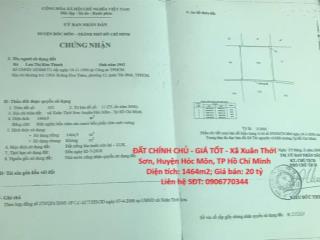 ĐẤT CHÍNH CHỦ - GIÁ TỐT - Xã Xuân Thới Sơn, Huyện Hóc Môn, TP Hồ Chí Minh