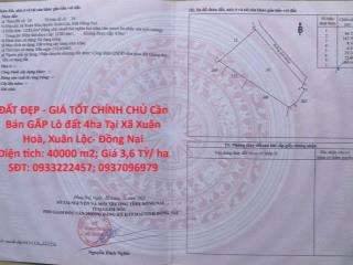 ĐẤT ĐẸP - GIÁ TỐT CHÍNH CHỦ Cần  Bán GẤP Lô đất 4ha Tại Xã Xuân Hoà, Xuân Lộc- Đồng Nai