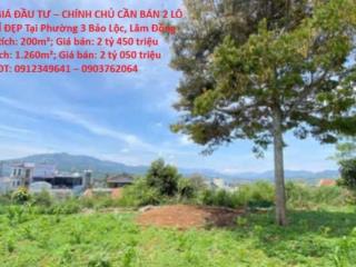 ĐẤT ĐẸP - GIÁ ĐẦU TƯ – CHÍNH CHỦ CẦN BÁN 2 LÔ ĐẤT VỊ TRÍ ĐẸP Tại Phường 3 Bảo Lộc, Lâm