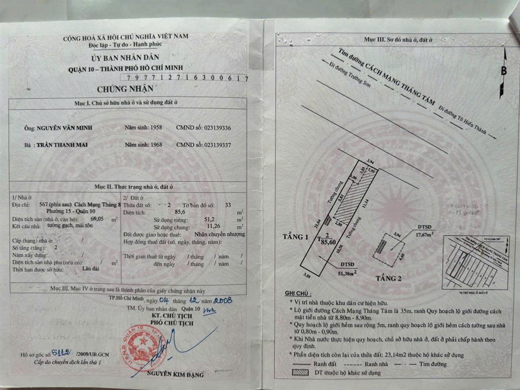 ĐẦU TƯ SINH LỜI  –CẦN BÁN LÔ ĐẤT MẶT TIỀN TẠI Đ. Cách Mạng Tháng 8, Phường 15, Quận 10,