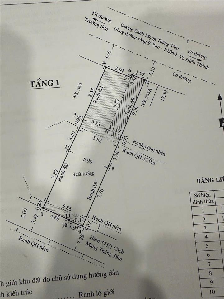ĐẦU TƯ SINH LỜI  –CẦN BÁN LÔ ĐẤT MẶT TIỀN TẠI Đ. Cách Mạng Tháng 8, Phường 15, Quận 10,